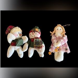 Set of Three Primitive Rustic Dolls Decor